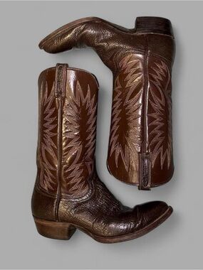 🌵Vintage Dan Post Brown Leather Western Cowboy Boots - Men’s 9.5 D  🦎